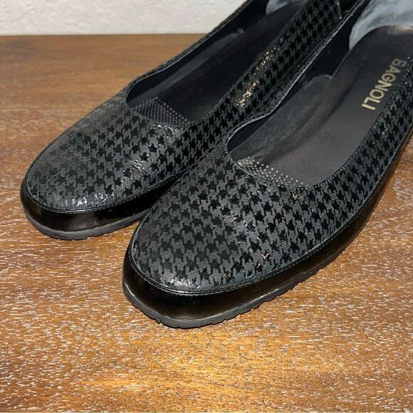 Bagnoli Houndstooth Print Patent Leather Mini Wedge Shoes - Picture 7 of 11